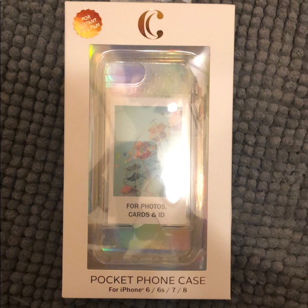 Clear Glitter Wallet Pocket IPh7  Case